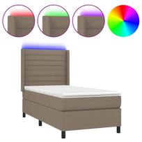 vidaXL Lova su spyruoklėmis/čiužiniu/LED, taupe, 90x200 cm, audinys