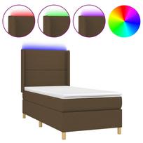 vidaXL Lova su spyruoklėmis/čiužiniu/LED, taupe, 90x200 cm, audinys