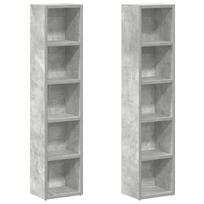 vidaXL Spintelės kompaktiniam diskam, 2vnt., pilkos, 21x16x93,5cm, MDP