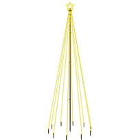 vidaXL Kalėdų eglutė su kuoliuku, šiltos baltos spalvos, 310LED, 300cm