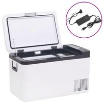 vidaXL Šaltdėžė su rankena ir adapteriu, juoda ir balta, 18l, PP ir PE