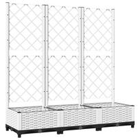 vidaXL Sodo vazonas su grotelėmis, baltas, 120x40x121,5 cm, PP