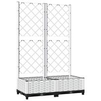 vidaXL Sodo lovelis su treliažu, baltos spalvos, 80x40x121,5cm, PP