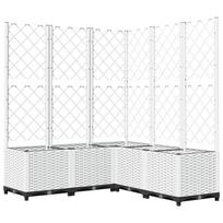 vidaXL Sodo lovelis su treliažu, baltos spalvos, 120x120x136cm, PP