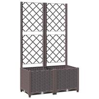 vidaXL Sodo lovelis su treliažu, rudos spalvos, 80x40x136cm, PP