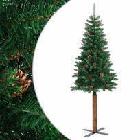 vidaXL Kalėdų eglutė su kankorėžiais, žalia, 150cm, PVC ir mediena