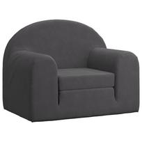 vidaXL Vaikiška sofa-lova, antracito spalvos, minkštas pliušas