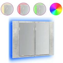 vidaXL Veidrodinė vonios spintelė su LED, betono, 60x12x45cm, akrilas