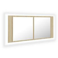 vidaXL Veidrodinė vonios spintelė su LED, ąžuolo, 100x12x45cm, akrilas