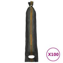 vidaXL Smėlio maišai, 100vnt., tamsiai žali, 103x25cm, HDPE