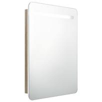 vidaXL Veidrodinė vonios spintelė su LED, balta ir ąžuolo, 60x11x80cm