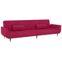 vidaXL Dvivietė sofa-lova su dvejomis pagalvėmis, vyno, aksomas