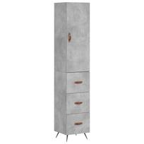 vidaXL Komoda, betono pilkos spalvos, 34,5x34x180cm, apdirbta mediena