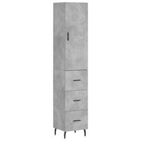vidaXL Komoda, betono pilkos spalvos, 34,5x34x180cm, apdirbta mediena