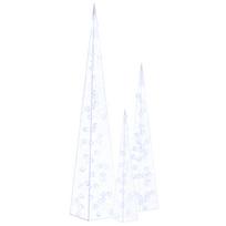 vidaXL Akrilinė LED dekoracija kūgiai, mėlynos spalvos, 60/90/120cm