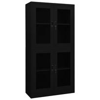 vidaXL Biuro spintelė, juoda, 90x40x180cm, plienas/grūdintas stiklas