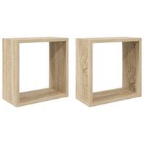 vidaXL Sieninės lentynos, 2vnt., ąžuolo, 30x15x30cm, kubo formos