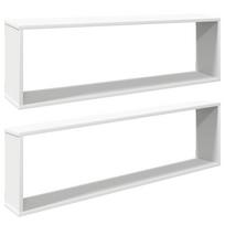 vidaXL Sieninės lentynos, 2vnt., baltos, 100x15x30cm, apdirbta mediena