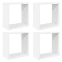 vidaXL Sieninės lentynos, 4vnt., baltos, 30x15x30cm, kubo formos