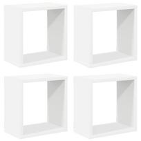 vidaXL Sieninės lentynos, 4vnt., baltos, 26x15x26cm, kubo formos