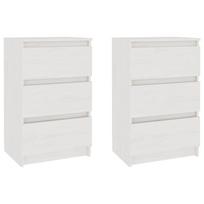 vidaXL Naktinės spintelės, 2vnt., baltos, 40x29,5x64cm, pušies masyvas