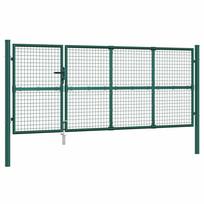 vidaXL Tinkliniai sodo vartai, žali, 350x125 cm, cinkuotas plienas