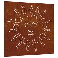 vidaXL Sodo sienos dekoracija, 55x55cm, corten plienas, saulės dizaino