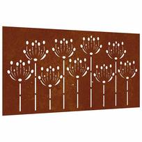 vidaXL Sodo sienos dekoracija, 105x55cm, corten plienas, gėlių dizaino