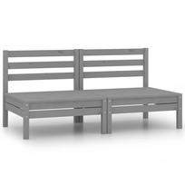 vidaXL Dvivietė sodo sofa, pilka, pušies medienos masyvas (806589)