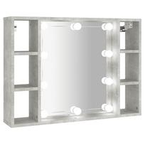 vidaXL Veidrodinė spintelė su LED, betono pilka, 76x15x55cm