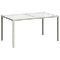 vidaXL Sodo stalas, baltas, 150x90x75cm, grūdintas stiklas/poliratanas