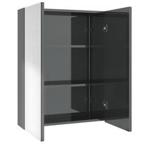 vidaXL Veidrodinė vonios spintelė, pilka, 60x15x75cm, MDF, blizgi