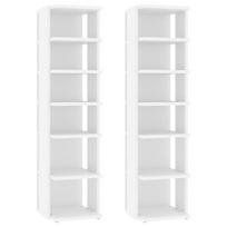 vidaXL Spintelės batams, 2vnt., baltos, 27,5x27x102cm apdirbta mediena