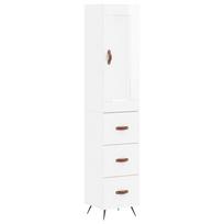vidaXL Komoda, baltos spalvos, 34,5x34x180cm, apdirbta mediena, blizgi