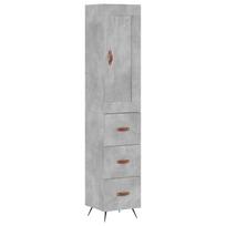 vidaXL Komoda, betono pilkos spalvos, 34,5x34x180cm, apdirbta mediena