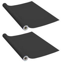 vidaXL Lipnios plėvelės baldams, 2vnt., juodos, 500x90cm, PVC