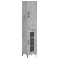 vidaXL Komoda, betono pilkos spalvos, 34,5x34x180cm, apdirbta mediena