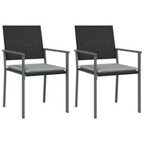 vidaXL Sodo kėdės su pagalvėmis, 2vnt., juodos, 54x62,5x89cm, ratanas
