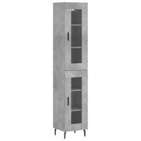 vidaXL Komoda, betono pilkos spalvos, 34,5x34x180cm, apdirbta mediena