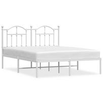 vidaXL Metalinis lovos rėmas su galvūgaliu, baltos spalvos, 135x190cm