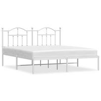 vidaXL Metalinis lovos rėmas su galvūgaliu, baltos spalvos, 183x213cm