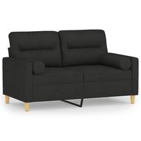 vidaXL Dvivietė sofa su pagalvėlėmis, juodos spalvos, 120cm, audinys