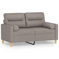 vidaXL Dvivietė sofa su pagalvėlėmis, taupe spalvos, 120cm, audinys