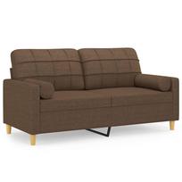 vidaXL Dvivietė sofa su pagalvėlėmis, rudos spalvos, 140cm, audinys