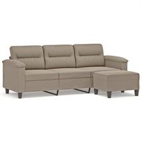 vidaXL Trivietė sofa su pakoja, taupe, 180cm, mikropluošto audinys
