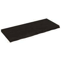 vidaXL Stalviršis, tamsiai rudas, 120x50x(2-6) cm, ąžuolo masyvas