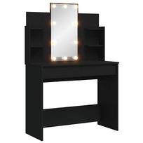 vidaXL Kosmetinis staliukas su LED lemputėmis, juodas, 96x40x142cm