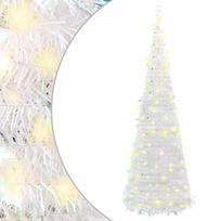 vidaXL Išskleidžiama dirbtinė Kalėdų eglutė, balta, 120cm, 50 LED