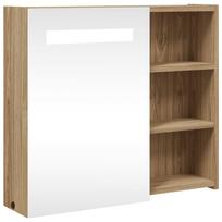 vidaXL Veidrodinė vonios kambario spintelė su LED, ąžuolo, 60x13x52cm