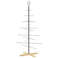 vidaXL Metalinė Kalėdų eglutė su mediniu pagrindu, juoda, 150 cm